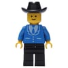 Man, Blue Jacket with Tie and Three Buttons, Black Legs, Black Cowboy Hat (3626b Head)