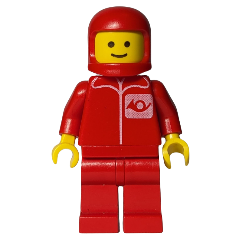LEGO Postal Worker, Red Shirt with Horn Logo, Red Legs, Red Helmet (fig-008767)