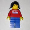 Woman, Red Torso with Exxon Logo, Blue Legs, Black Hair