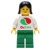 Woman, White Top with Large Octan Logo, Green Legs, Black Hair