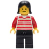 Woman, Red and White Striped Shirt, Black Legs, Black Hair