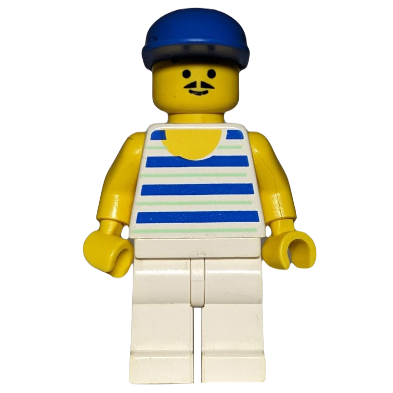 LEGO Man, Blue and White Striped Tank Top, Blue Cap, Moustache (fig-008831)