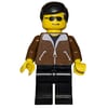 Man, Brown Jacket, Blue Legs, Black Hair, Sunglasses