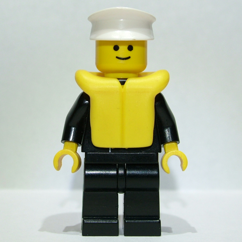 LEGO Boat Admiral, Black Suit with Gold Anchor, Yellow Life Vest (fig-008840)