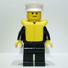Boat Admiral, Black Suit with Gold Anchor, Yellow Life Vest