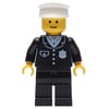 Policeman, Black Suit with Pocket and Badge, White Hat (3626b Head)