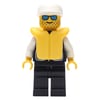 Policeman, Black Vest with Badge and Pockets, White Cap, Blue Sunglasses