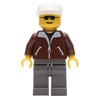 Man, Brown Jacket, Dark Gray Legs, White Cap