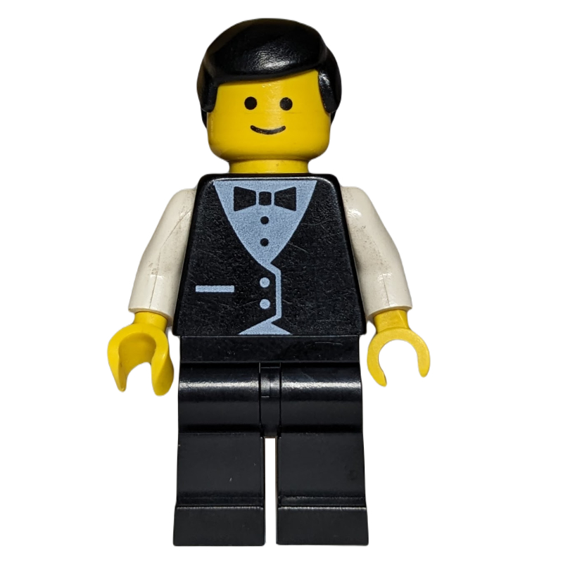 LEGO Waiter, Man, Black Suit and Bow Tie, Black Hair (3626b Head) (fig-008854)