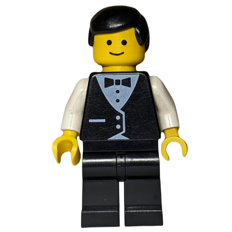 LEGO Waiter, Man, Black Suit and Bow Tie, Black Hair (3626a Head) (fig-008857)