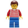 Man, Red and White Striped Shirt, Blue Legs, Brown Hair