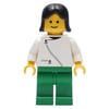 Woman, White Jacket with Zipper, Green Legs, Black Hair