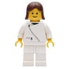 Woman, White Jacket with Zipper, White Legs, Brown Hair