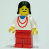 Woman, White Top with Red Necklace, Red Legs, Black Hair (3626b Head)