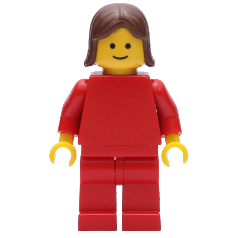 LEGO Woman, Red Torso, Red Legs, Brown Hair (3626b Head) (fig-008874)