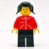 Woman, Red Jacket with Zipper and Pockets, Black Legs, Black Hair