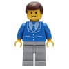 Man, Blue Jacket with Tie and Three Buttons, Light Gray Legs, Brown Hair