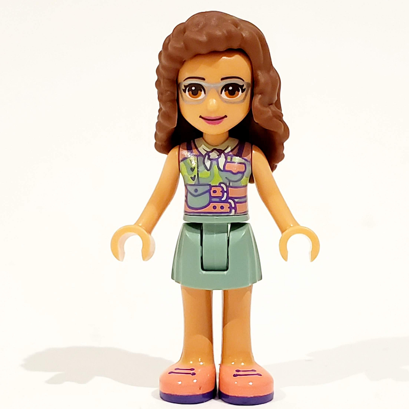 LEGO Olivia - Dark Pink Top, Sand Green Skirt, Reddish Brown Hair (fig-008905)