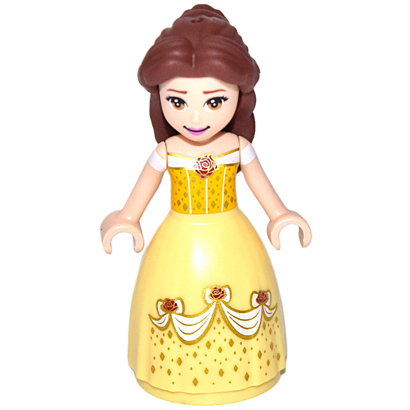 LEGO Belle, Bright Light Orange and Bright Light Yellow Full Dress with Roses, Closed Mouth (fig-008924)