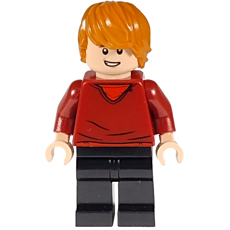 LEGO Ron Weasley, Dark Red Sweater over Red Shirt, Black Legs (fig-008937)