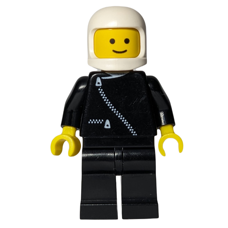LEGO Man, Black Jacket with Zipper, White Helmet (fig-008984)