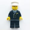 Pilot, Black Suit with Tie and Airplane Badge, White Hat