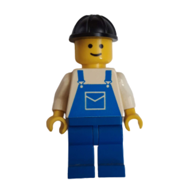 LEGO Man, Blue Overalls, Black Hard Hat (fig-008990)