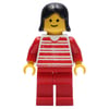 Red and White Striped Shirt, Red Legs, Black Hair (3626a Head)