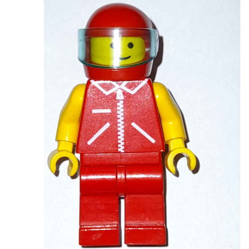 LEGO Man, Red Jacket with Zipper and Pockets, Red Legs, Red Helmet with Visor (fig-009003)