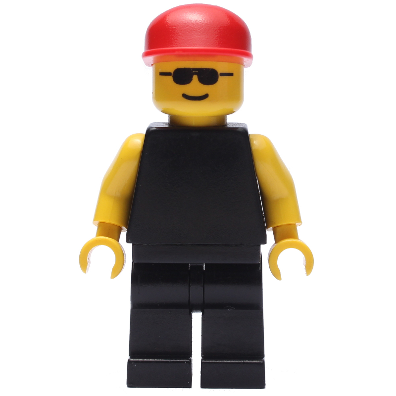 LEGO Man, Plain Black, Red Cap, Sunglasses (fig-009004)