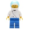 Man, White Jacket with Zipper, Blue Legs, White Helmet with Visor
