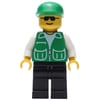 Man, Green Jacket, Black Legs, Green Cap, Sunglasses