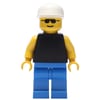 Man, Black Torso, Blue Legs, White Cap, Sunglasses