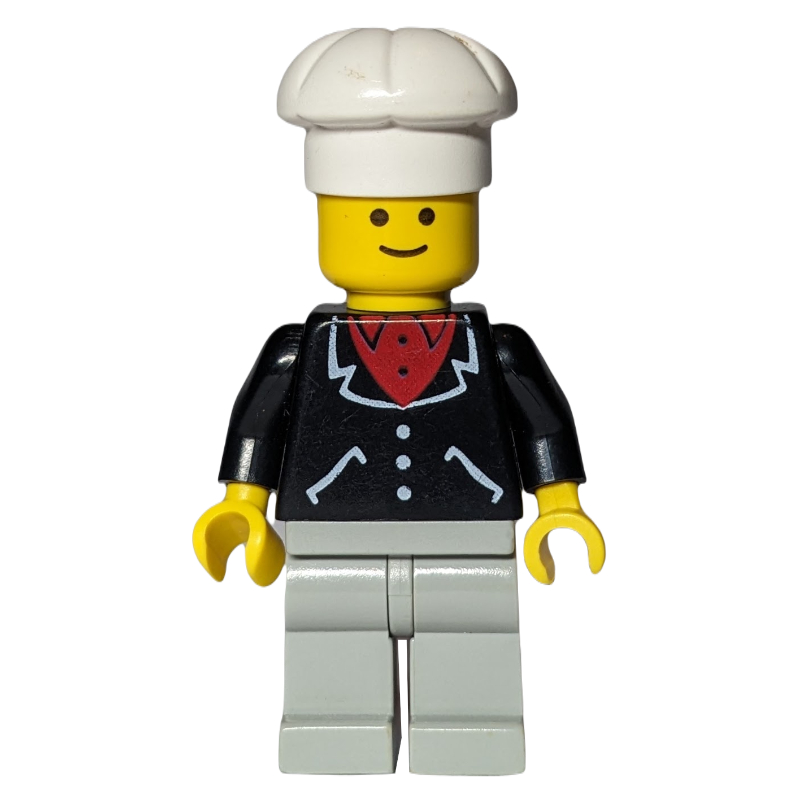 LEGO Chef, Black Jacket over Red Shirt, Light Gray Legs (fig-009030)