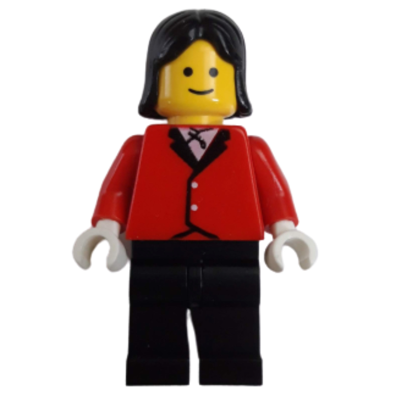 LEGO Woman, Red Riding Jacket, Black Legs, Black Hair (fig-009031)