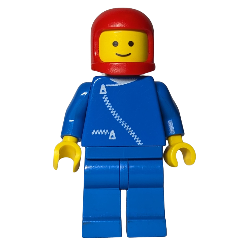 LEGO Man, Blue Jacket with Zipper, Blue Legs, Red Helmet (fig-009034)