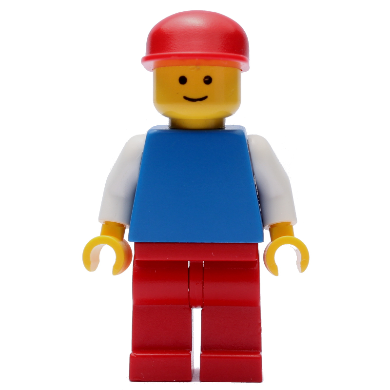 LEGO Man, Blue Torso, Red Legs, Red Cap (3626b Head) (fig-009044)