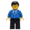 Man, Blue Jacket with Tie and Three Buttons, Black Legs, Black Hair (3626b Head)