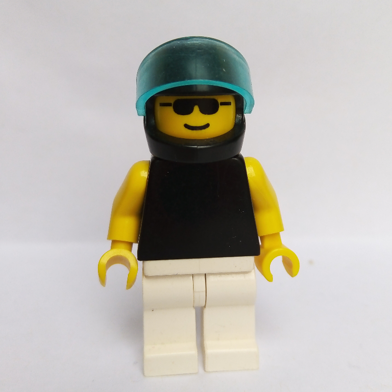 LEGO Man, Black Torso, White Legs, Black Helmet with Visor, Sunglasses (fig-009047)