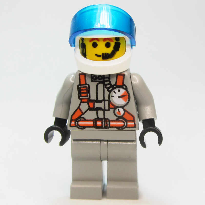LEGO Pilot, Light Gray Jumpsuit with Gauges and Straps, White Helmet with Visor, Headset (fig-009050)
