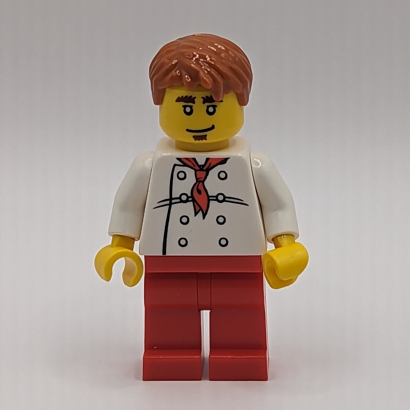 LEGO Chef, Red Neckerchief, Red Legs, Dark Orange Hair (fig-009055)