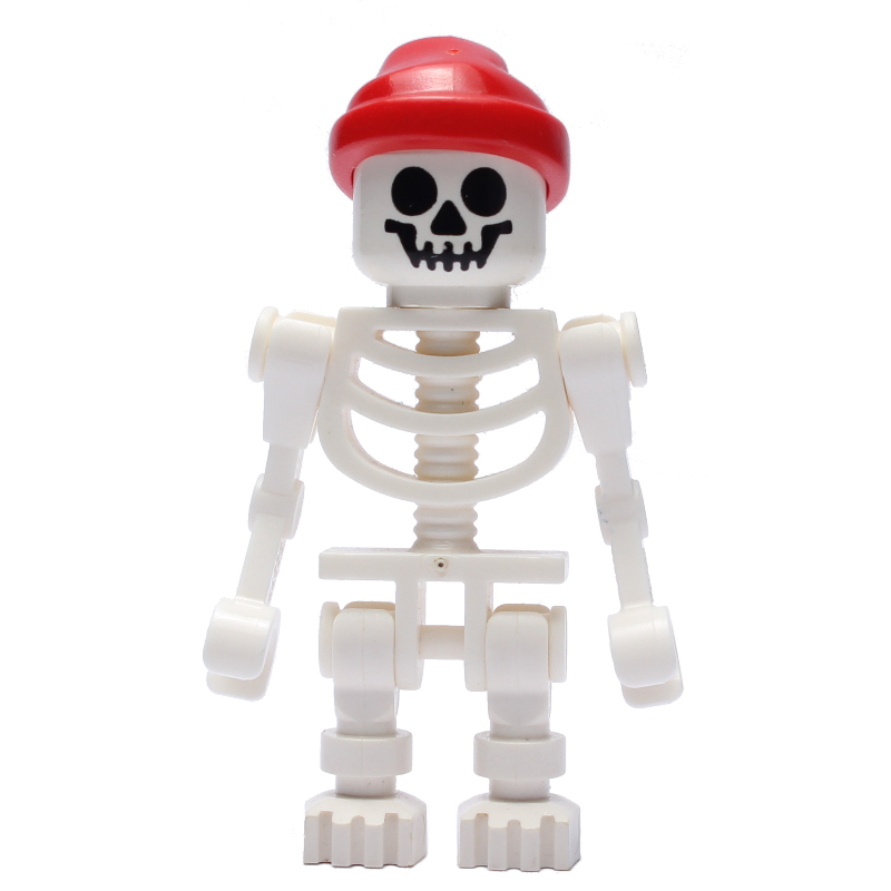LEGO Skeleton, Standard Face, Red Bandana Hat, Bent Mechanical Arms (fig-009104)