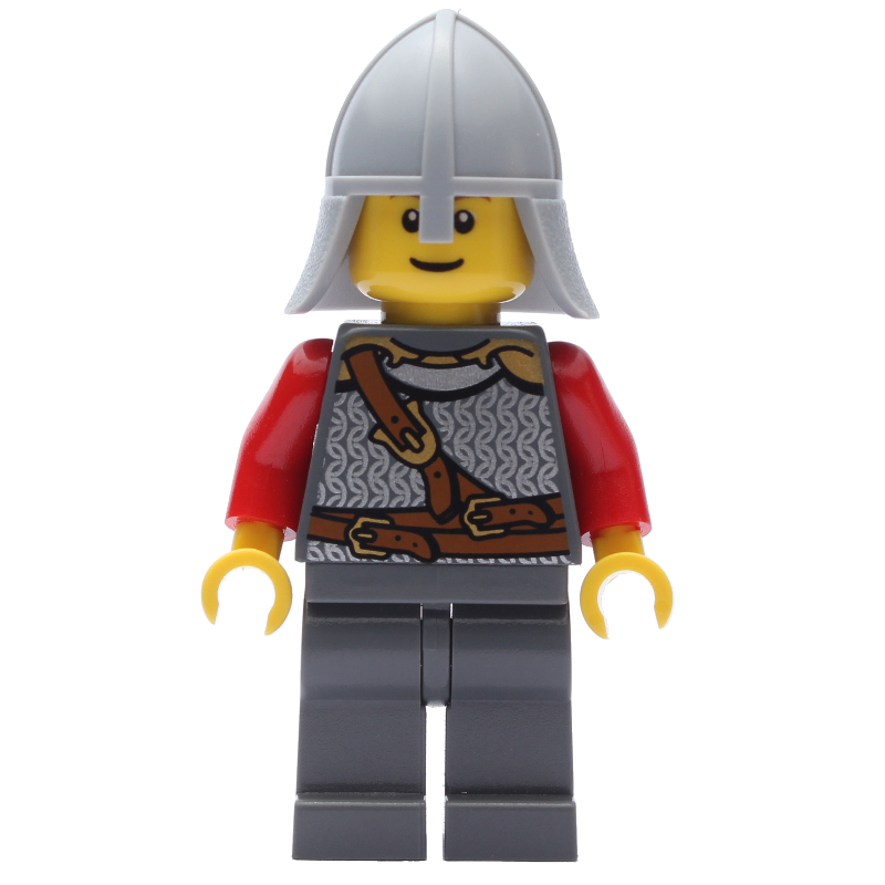 LEGO Knight, Armor with Straps, Light Bluish Gray Helmet, Reddish Brown Eyebrows (fig-009111)