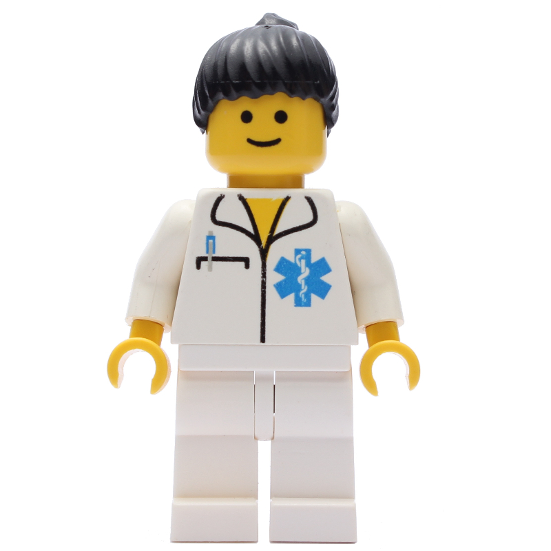 LEGO Doctor, Woman, White Shirt with Star of Life Logo, Black Hair (fig-009127)