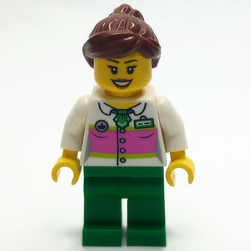 LEGO White Torso, Green Legs, Reddish Brown Hair (fig-009157)