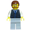 Black Torso, Light Bluish Grey Legs, Reddish Brown Hair