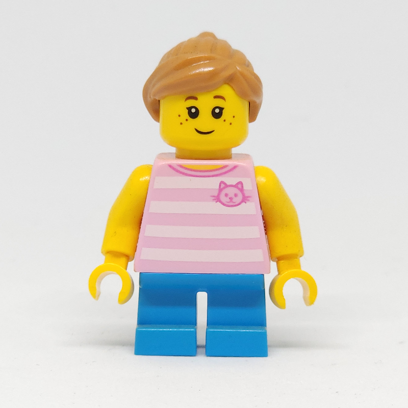LEGO Kid, Bright Pink Torso, Blue Legs, Medium Nougat Hair (fig-009166)