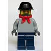 Train Worker - Light Bluish Grey Torso, Dark Blue Legs, Red Scarf, Black Kepi