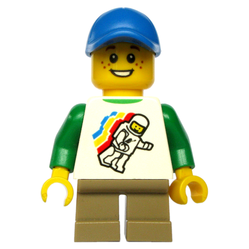 LEGO Kid - White Torso, Classic Space Figure, Dark Tan Legs, Blue Cap (fig-009172)