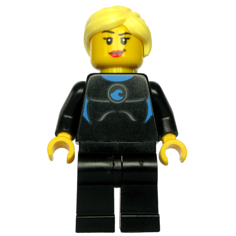 LEGO Black Torso Wet Suit, Black Legs, Bright Light Yellow Hair (fig-009173)
